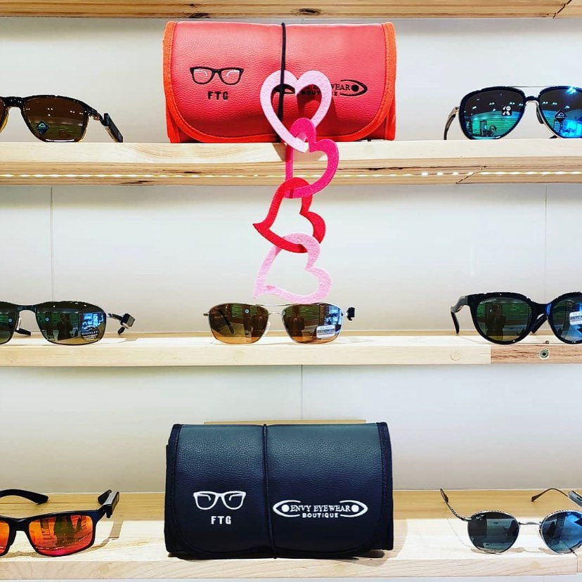 optical store showing ftg glasses organizers alongside their eyewear displays