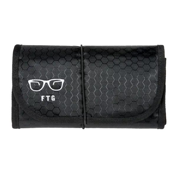 FTG Jetsetter black ripstop nylon glasses travel organizer closed roll pouch