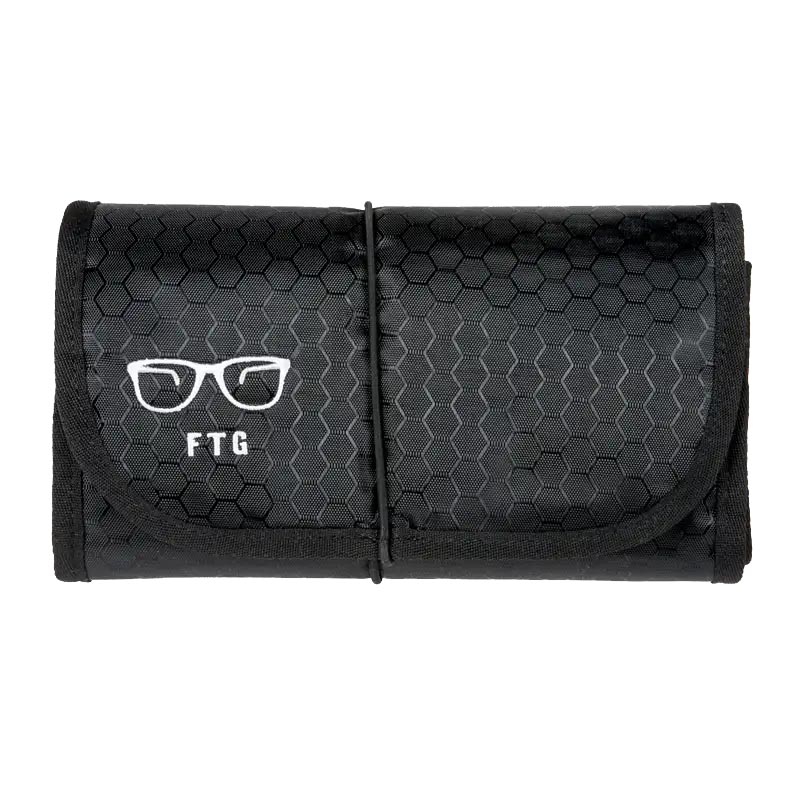 FTG Jetsetter black ripstop nylon glasses travel organizer closed roll pouch