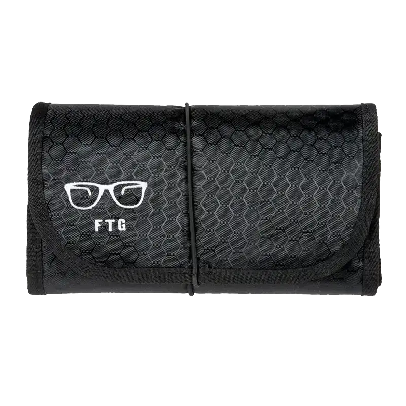 FTG Jetsetter black ripstop nylon glasses travel organizer closed roll pouch